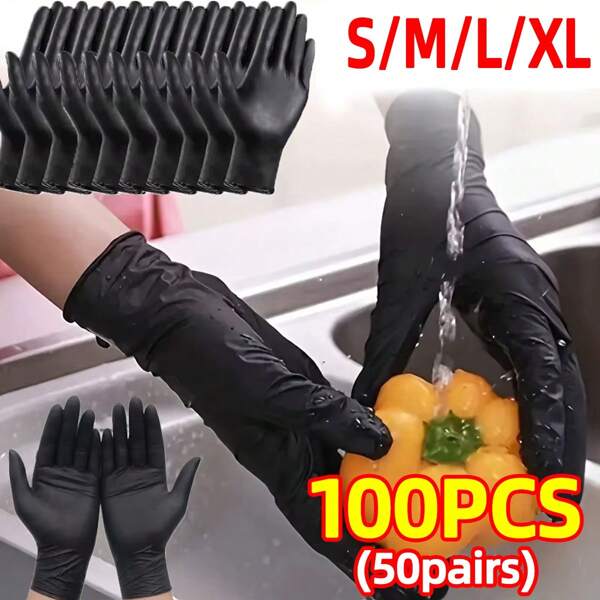 10/20/50/100PCS Disposable Gloves, Black Nitrile Latex Free Gloves, Car Wash, Household Cleaning, Work Gloves Can Be Used For Household Products, Facial Care