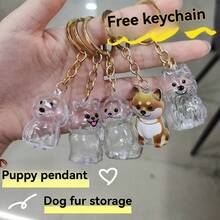 1 件透明可爱狗毛收集挂饰，宠物毛发收纳盒，适用于柴犬、西高地梗毛发钥匙扣 - 彩色 - 查看 6