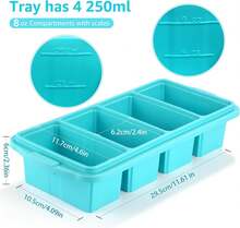 Silicone Freezer Tray With Lid - Silicone Freezer Food Molds- Large Ice Cube Tray,4-Pack Silicone Freezer Container,Freeze & Store Soup, Sauce, Broth,Leftovers - Makes 4 Perfect 1 Cup,9822114 - 酒紅色 - 查看 2