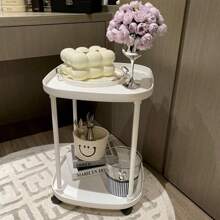 1pc Modern Simple Creative Coffee Table With 2-Tier Storage Shelves, Suitable For Living Room, Bedside, Bedroom And Office, Milky & Oil Style Coffee Table, Easy To Assemble