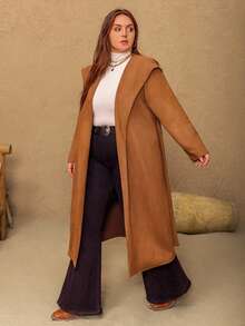 Rusttydustty Plus Size Women's Bohemian Brown Suede Deer Fur Jacket, Autumn/Winter - Mocha - View 4