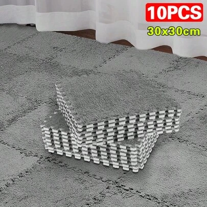 10X Interlocking Carpet Tiles Soft Fluffy Plush Floor Mat Tiles For Climbing UK