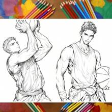 1 Stück Basketball Szene, Coco Malbuch für Erwachsene und Jugendliche, Malbücher mit super süßen Designs gemütlicher Räume, Malbücher mit Hygge Räumen zur Entspannung, Schulanfang, Schulmaterial