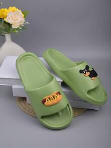 Cute Slippers For Women, Indoor Home Slippers, Thick Non-Slip Sole, Versatile & Comfortable, Sausage Dog Pattern, Suitable For Indoor, Outdoor, Portable Use - Green - View 4