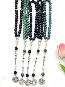 33pcs/Set 10mm Green Glass Big Floral Bead Daily Arabic Handmade Tasbih Bracelet