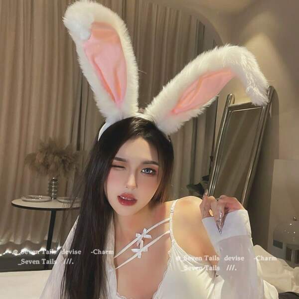 قطعة واحدة من إكسسوارات زي هالوين، شريط رأس بأذني أرنب، إكسسوارات شعر لأغراض التنكر في عيد الميلاد، إكسسوارات شعر جميلة للاحتفالات والتصوير الفوتوغرافي