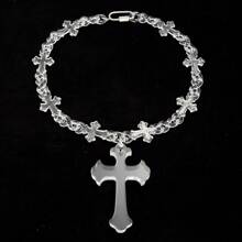 1pc Popular Punk Acrylic Thorn Chain Resin Extra Large Cross Pendant Necklace, Suitable For Women And Men, Daily Wear Or Gift