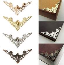 80-Piece Metal Book Corners - Small Iron Corner Protectors Scrapbook, Photo Album, Diary Covers - Gold, Silver, Gold, Antique Bronze - 120 miếng góc sách cổ điển 4 màu - Xem 1