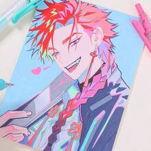 Bút Languo New Clicker D-200 cỡ lớn, viết được nhiều màu, dạng gel mềm, 6 ngòi, bút dạ quang, đầu 0,7mm, thân trong suốt, thích hợp để vẽ, tô sáng, ghi chú của học sinh, vẽ, làm sổ tay hướng dẫn, sử dụng trong văn phòng - Nhiều màu - Xem 3