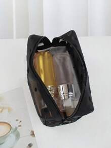 3 件/套大容量时尚简约透明镂空网眼化妆包，适合旅行、户外、家居使用、化妆包、化妆包、化妆包、化妆包、化妆品收纳包、旅行、化妆袋、包、化妆包、化妆袋、旅行必需品、小袋包、化妆包、包、旅行必需品、化妆配件、小化妆包 - 黑色 - 查看 9