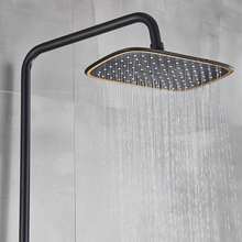 Exposed Shower Faucet System With Rain Shower Head, Black & Gold 3-Function Fixture Set For Luxurious Bathroom - Black and Gold - View 5