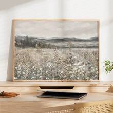 1 Pc Canvas Painting,Painting, Frame, Landscape, Meadow, Flowers, Mountains, Desk, Laptop, Plant,Wood Framed Painting (1) Thickness 2.5 Cm/ 1 Inch-Home Decoration For All Occasions,Ideal New Year, Valentine's Day,Thanksgiving,Easter,Christmas Gift,Room Decoration Aesthetic,Wall Decoration Art,Perfect Gift,Autumn And Winter Wall Decoration,Living Room Decoration, Bedroom Decoration, Kitchen Decoration, Entry Decoration, Bathroom Decoration, Direct Wall Painting, High Quality Wall Painting Poster,Modern Home Decoration Stretched And Framed Ready To Hang