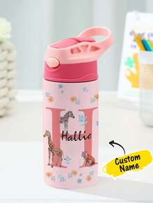 1pc Custom Name Stainless Water Bottle With Silicone Straw, Custom Water Bottle, 12oz - 350mL, Personalized Name Insulated Cup, Personalized Stainless Water Bottle, Custom Names Travel, School For Boys, Girls, Teenagers Baby Shower Family Decorations Gifts Winter Eve Gifts Back To School Winter Gift Ideas Boy Girl Valentine's Day Multi-Functional, Ornamental, Letter Baby Fashion,Birthday Gift ,Travel Organizer - Tên tùy chỉnh với tên viết tắt - Xem 11