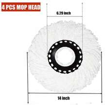Spin Mop Replacement Head For 360 Spin Mop Bucket With Wringer Set Systems, Microfiber Spin Mop Refills,Easy Cleaning Round Shape Standard Size (4) - trắng - Xem 2