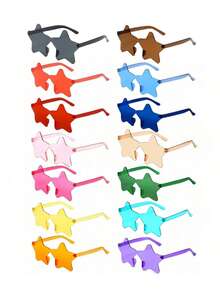 14副无框眼镜，星形无框眼镜，透明糖果色眼镜，男女皆宜，派对礼物，非常适合泳池派对、沙滩派对、夏季派对、生日派对、嘉年华、复活节、趣味活动或派对小礼品（颜色随机） - Style A - 查看 8