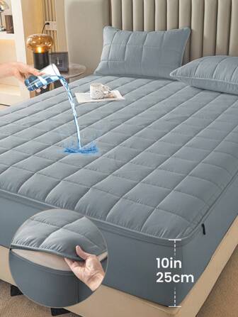 1 pezzo Coprimaterasso 100% impermeabile con cerniera su 6 lati, lenzuolo trapuntato e imbottito, adatto per materassi da 15-30 cm di spessore, lenzuolo bianco, misure Singolo, Matrimoniale, King, Queen, traspirante e silenzioso, antipolvere, copriletto, lenzuolo, rivestimento lavabile per materasso, bassa allergenicità, Coprimaterasso grigio di alta qualità con cerniera, regalo ideale per la casa, regalo perfetto per le vacanze