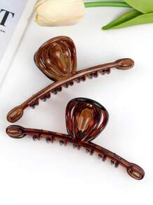 1 件新款复古法式木质大发爪适合梳理法式时尚发饰，适合日常旅行、聚会和返校佩戴动物发夹时尚发爪夹秋季配饰 - 彩色 - 查看 1