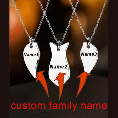 3pcs Personalized Family Members Name Necklace Set, Family Matching Parental Gift, Dad, Mom, Son, Daughter, Friends, Sisters, Grandpa, Grandma Custom Gift For New Year Back To School Winter Gift Ideas Boy Girl Valentine's Day,Multi-Functional,Ornamental,Letter,Stylish,Modern,Colorful,Kawaii,Adorable,Cute,Casual,Custom,Personalised,Unique,Customized,Son,Daughter,Chic Autumn,Kids,Customized Kids Fashion Jewelry