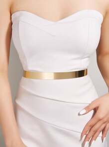 1pc/2pcs Shiny Gold Metal Underwire Waist Chain For Women, Suitable For Long Dress, Evening Gown, Wedding, Party, Business Meeting, Elegant Fall, Autumn, Halloween