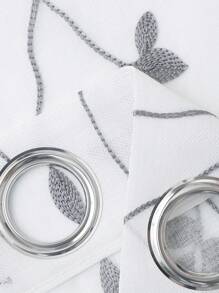 1pc Embroidered Sheer Curtain, Softening Light Sheer Curtain, Perforated Sheer Curtain, Grommet Sheer Curtain, Semi-Transparent Filtering Sheer Curtain, Suitable For Home Or Office Use, Solid Color Farmhouse Style Curtain For Living Room, Bedroom, Balcony, Home Decor