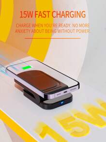 桌面可折叠双线圈无线充电器，支持15W快充，配备4排高效散热孔，设计精美，可折叠，实用又节省空间，是办公桌上为手机等设备快速充电的理想选择。适用于办公室、宿舍、家用手机充电器。 - 彩色 - 查看 3