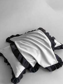 1 Duvet Cover + 2 Pillowcases 3 Pieces Set, Soft & Skin-Friendly Ruffled Edges, Suitable For Bedroom & Guest Room, Machine Washable, All Season - Light Grey - View 6