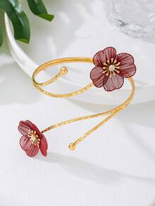 1 Pair Women's Hollow Flower Bangle Bracelets, Multi-Color Summer Accessories, Elegant For Party, Wedding, Vacation, Back To School, New Year, Gift For Friends And Family - Flower Shape - View 11