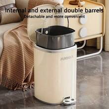 2pcs Set New Plastic Trash Can With Inner Liner - Lightweight, Luxury, Large Capacity Storage Box For Kitchen, Living Room, Bedroom, Bathroom, Office - Step Open Lid, Step Trash Can | Modern Garbage Bin | Smooth, Elegant, Bathroom Accessories, Room Decor