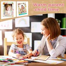 8/21/26pcs Set Children Painting Frame Craft Kit, Unfinished Wooden Frame Craft Set, DIY Painting Kit Includes Unfinished Wooden Frame, Colored Pens, Crystal Diamond Stickers, For Frame Decoration And Customized Art Projects, Vertical Desktop Display Frame, Unfinished Painting And Decorative Wooden Frame, Home Decor, Customized Art Projects, Custom Photo Display And Art Project Gift, Birthday, Graduation