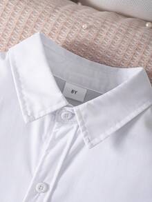 Young Girl Classic Casual School Style White Long Sleeve Shirt, Suitable For Formal Events, Gatherings, Performances - White - View 4