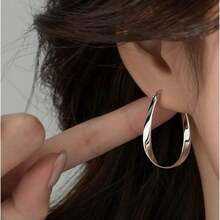 Sterling Silver Post Earrings Mobius Twist Hoop Earrings – Lightweight Spiral Hoops For Women, Everyday Chic Design 0.83Inc1.22IN - Silver - View 6