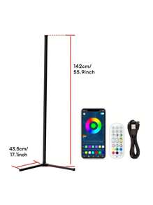 2/1pack Corner Floor Lamp, Smart RGB LED Floor Lamp With App And Remote Control, High Brightness Led, 16 Million Colors, Music Sync, Timer Setting, Mood Lighting, Ideal For Living Rooms, Bedrooms, Room Decor,Halloween
