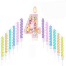 13pc Number 0-9 Digit Birthday Candles,Macaron Style With Glitter Sequins, Suitable For Birthday Party Cake Decoration, Suitable For Anniversary Parties,Suitable Wedding Anniversary , Suitable For Cute Pet Theme Cake Decoration Candles, Cake Decoration Pure Handmade DIY,Preferred Gift - Multicolor - View 17