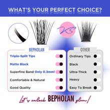 77Pcs Bepholan Lash Clusters, Individual Cluster Lashes, 10-16mm C Curl DIY Eyelash Extension Super Thin Band Resuable Soft Glue Bonded Lash Extensions (PJSD727-84B)
