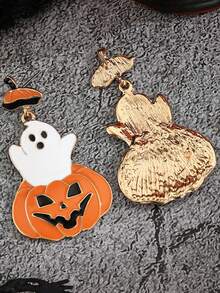 1 par de aretes de fantasma espeluznante de Halloween, aretes colgantes de calabaza, aretes de estilo oscuro personalizados, aretes exagerados para fiestas nocturnas y festivales, accesorios de edición limitada