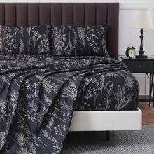 Black Sheets, Deep Pocket, 1800 Thread Count, Soft Breathable, Cute Printed Boho Farmhouse Bed Sheets, Up To 18 Inch - White and Pink - View 9