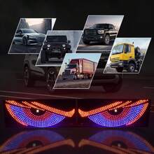 HYNBYZJ 2 件卡车恶魔眼灯 RGB 动态恶魔眼装饰灯 LED 显示屏装饰像素面板挡风玻璃 USB 5V 多模式灯