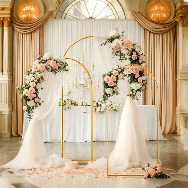 3 piezas, 0,8 m + 1 m + 1,2 m Soporte de arco dorado para globos, guía de boda, telón de fondo para fotografía, decoración de fiesta