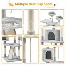 79"H Multilevel Large Cat Tree Condo Tower With Scratching Post Light Gray - lightgray+medium - View 4