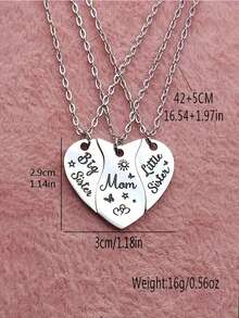 3 Peças Conjunto de Colar Personalizado com Nome dos Membros da Família, Presente Parental Combinando, Pai, Mãe, Filho, Filha, Amigos, Irmãs, Avô, Avó, Presente Personalizado para Ano Novo, Volta às Aulas, Inverno, Dia dos Namorados, Menino, Menina, Multifuncional, Ornamental, Letra, Estiloso, Moderno, Colorido, Kawaii, Adorável, Fofo, Casual, Personalizado, Único, Customizado, Filho, Filha, Outono Chique, Crianças, Joias de Moda Infantil Personalizada - Prata - Visão 5