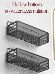 [Estantería de almacenamiento] Estantería de ducha montada en la pared - Estantería de malla metálica sin clavos - Cesta colgante de pared - Organizador de maquillaje - Estantería de exhibición de belleza - Almacenamiento y organización de artículos de tocador - Accesorios de baño - Accesorios de almacenamiento multifuncionales para habitaciones diarias, baños, oficinas - Decoración de baño - Decoración del hogar - Regalos de decoración navideña - Multicolor - Ver 2