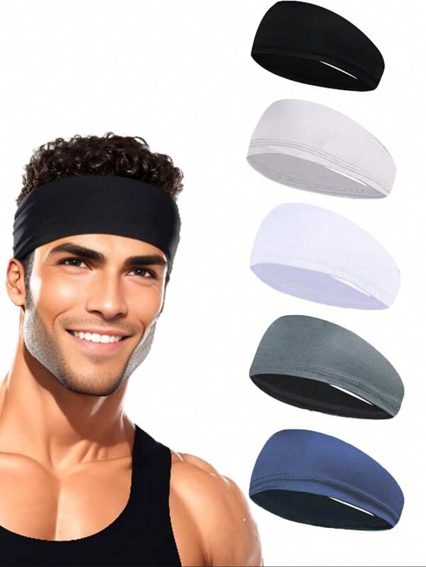 Sports Headbands For Men (1 Pc,5 Pack),Moisture Wicking Workout Headband, Sweatband Headbands For Running,Cycling,Football,Yoga,Hairband For Women And Men