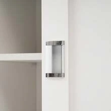 Dining Room Sideboard, 112x40(70)X94, White, Solid Wood Folding Top With Storage Doors, Wheels And Replaceable Solid Wood Legs, Suitable For Kitchens And Dining Rooms - 1 - View 3