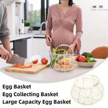 1个简约蓝色耐用鸡蛋篮，可容纳30枚鸡蛋，带提手，农舍风格厨房及家禽收集篮，适用于鸡、鸭、杂货店、农场、鸡舍等，易于清洁的鸡蛋运输篮，质朴设计，经久耐用，是家庭烹饪的必备品，穿孔设计方便清洁。 - 彩色 - 查看 5