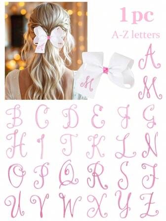 1pc Solid Color Hair Bows For Women Girls A-Z Letters Embroidered Grosgrain Ribbon Bow Alligator Clips Elegant Bow Hair Clips Unique Girls Gifts Bow Barrettes Women Hair Accessories, Claw Clips, Hair Claws, Hair Slide