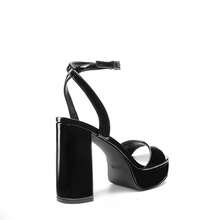 Women Chunky High Heel Sandals Fashion Open Toe Platform Heeled Sandals For Prom Dancing Wedding - ĐEN/PAT - Xem 7