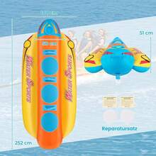 Banana Boat, Towable For 1-3 People, Inflatable Fun Tube For Boat, Inflatable Formula Tube For Boating Water Sports, With Complete Nylon Cover, EVA Pads, Load Capacity Up To 231 Kg - 彩色 - 查看 8