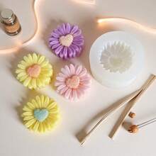 Khuôn nến silicon hình trái tim hoa cúc 3D, Khuôn silicon hương hoa cúc Ins, Vật liệu làm nến thủ công DIY, Thích hợp cho xà phòng, nhựa, thạch cao, đất sét, đồ trang trí thủ công bằng nhựa - trắng - Xem 3