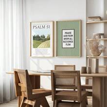 6 幅基督教壁画蓝绿色主题印刷帆布画圣经诗句海报学院风床头装饰适用于客厅、卧室、公寓、宿舍房间装饰礼物（无框） - 彩色 - 查看 4