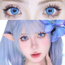 JeweLens 1 副泡泡角色扮演蓝色隐形眼镜动漫 14.5 毫米大直径软镜片